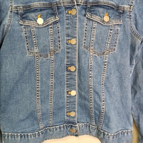 Calvin Klein Women's Denim Trucker Jacket Blue Distressed M - Picture 2 of 13